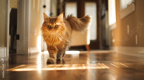 A cat running down a long corridor © Yelena
