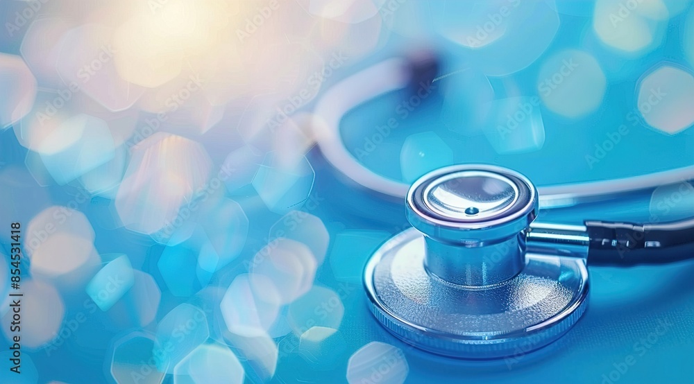 stethoscope on blue background