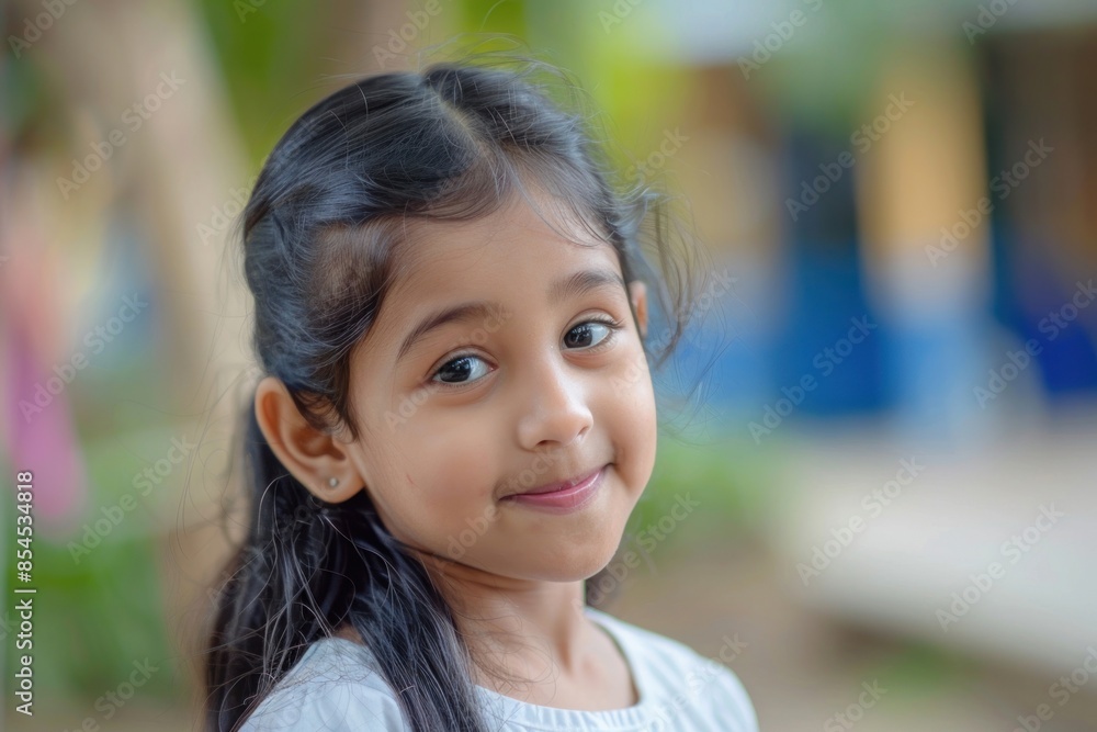 Little south asian girl happy shoulder person. Little south asian girl happy shoulder person.