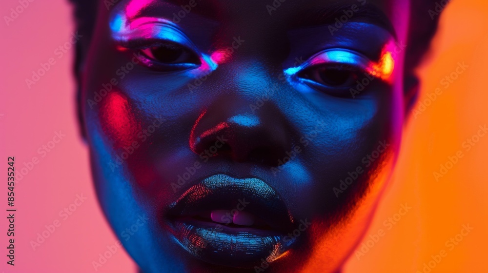 A beautiful black woman, close up, minimalism, vibrant colours, plain background, futurism, AI Generative A beautiful black woman, close up, minimalism, vibrant colours, plain background, futurism, AI Generative