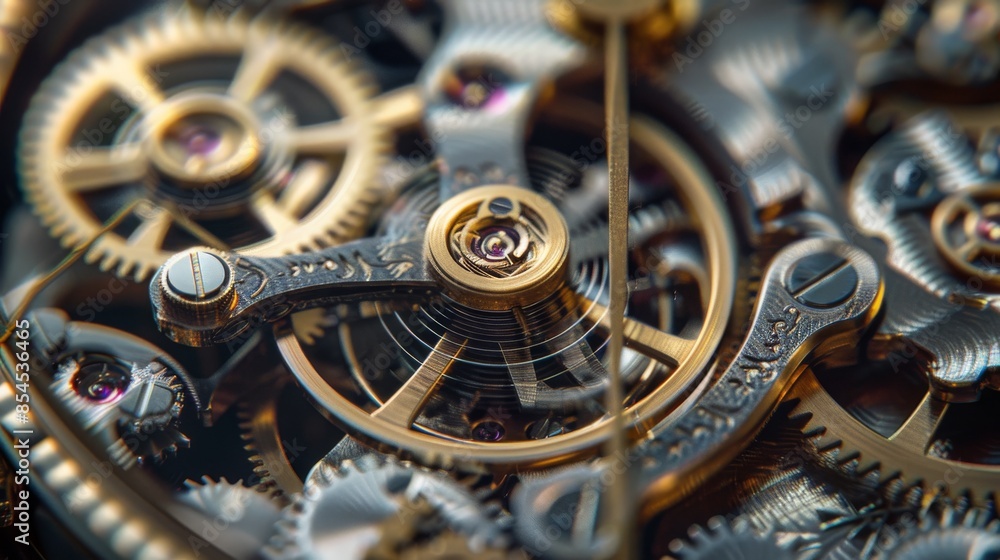 Intricate Mechanical Watch Gears Close-Up Intricate Mechanical Watch Gears Close-Up
