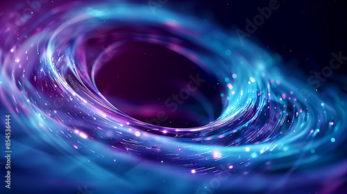Abstract blue and purple particles vortex design. Elegant Digital light glow particle tornado background