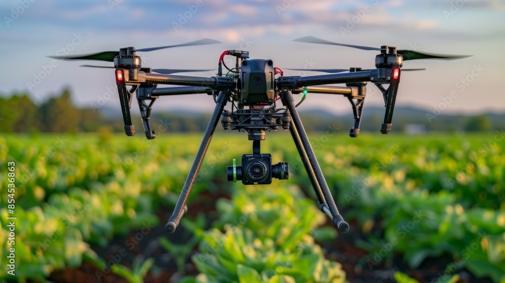 Drone flying over crops for smart agriculture, digital farming integration for crop monitoring, AI Generative Drone flying over crops for smart agriculture, digital farming integration for crop monitoring, AI Generative