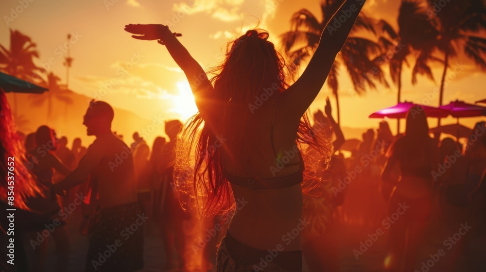 The vibrant beach sunset party The vibrant beach sunset party