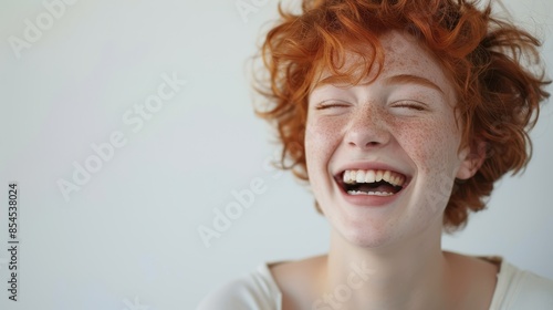 The joyful red-haired girl photo