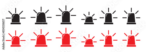 set of flasher siren, police or ambulance flasher, alarm or emergency signal symbol. Siren vector icon