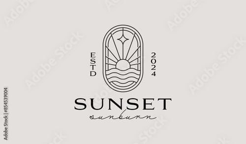 Sunset Wave Logo Template. Universal creative premium symbol. Vector illustration. Creative Minimal design template. Symbol for Corporate Business Identity