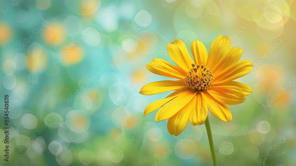 Vibrant yellow flower against a springtime nature backdrop Vibrant yellow flower against a springtime nature backdrop