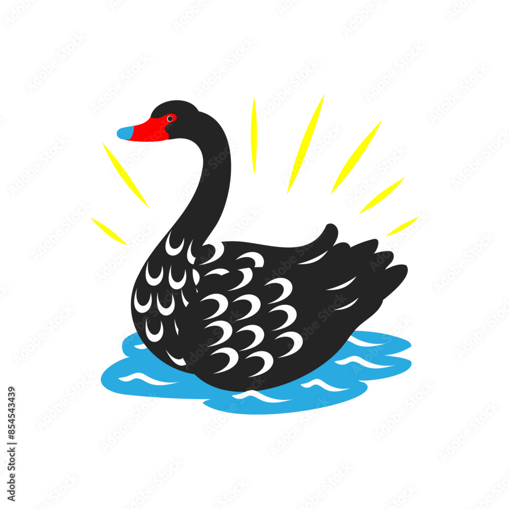 Obraz premium ブラックスワン。シンプルなベクターイラスト。 Black swan. Simple vector illustration.
