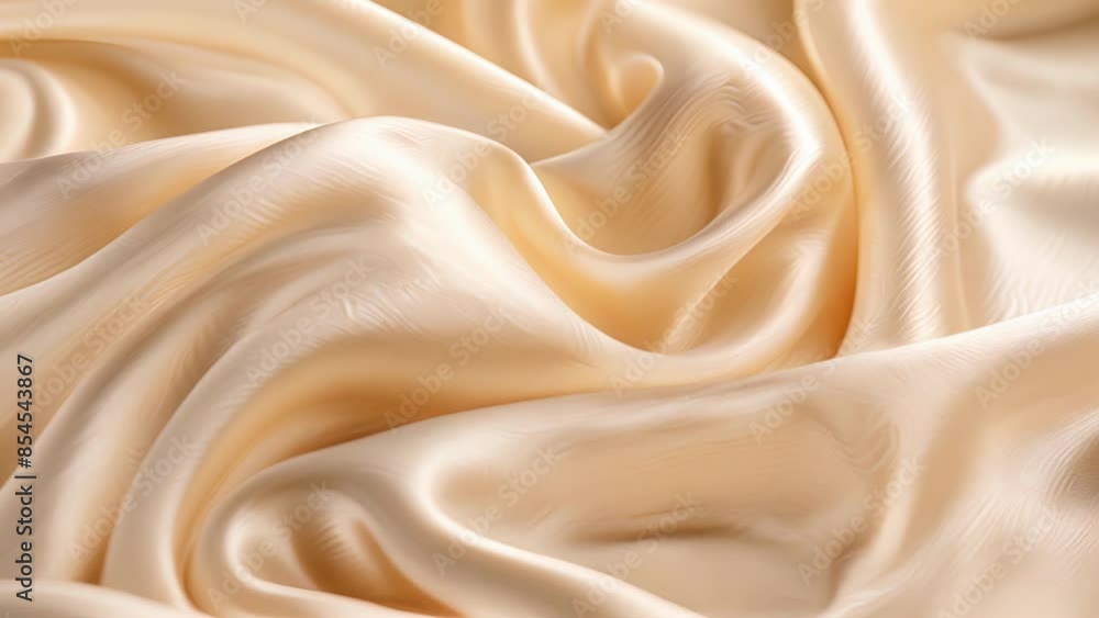 Fine closely woven threads of creamy beige viscose form a smooth and silky surface exuding a luxurious softness. Fine closely woven threads of creamy beige viscose form a smooth and silky surface exuding a luxurious softness.
