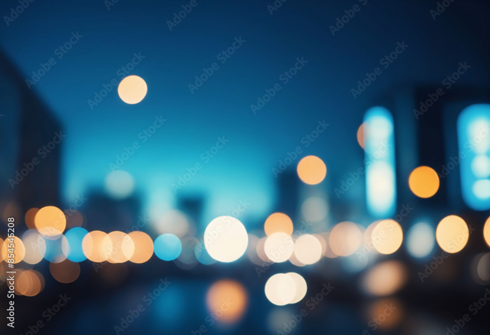 City blurring lights abstract circular bokeh on blue background City blurring lights abstract circular bokeh on blue background