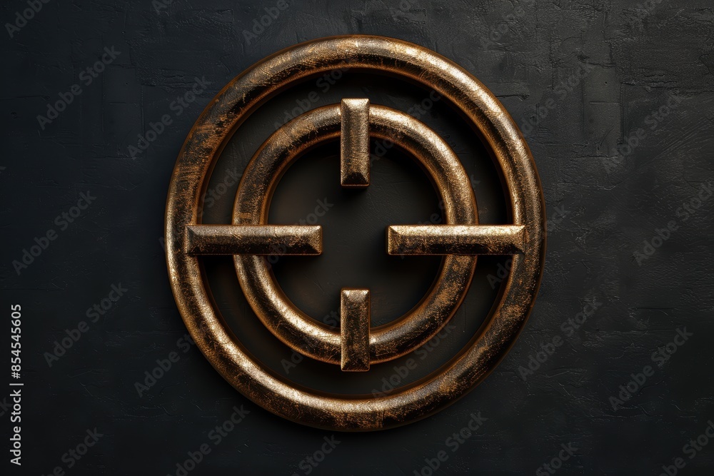 Fototapeta premium Vintage metal symbol on dark background