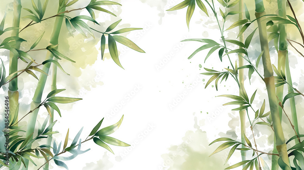 竹の水彩画の背景イラスト 16:9 竹の水彩画の背景イラスト 16:9