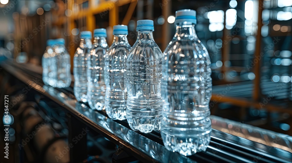 Packaging plastic bottles at the brewery using shrink packaging film Packaging plastic bottles at the brewery using shrink packaging film