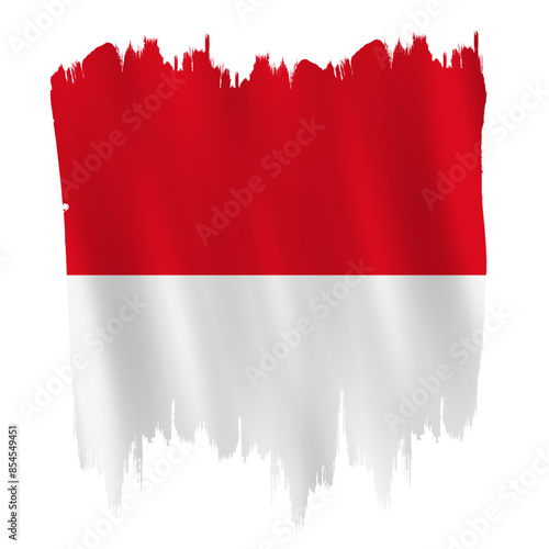 Indonesia flag country on brush paint stroke.