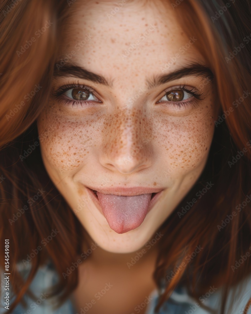 Closeup portrait of a smiling young woman with freckles Closeup portrait of a smiling young woman with freckles