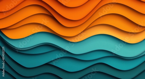Vibrant abstract waves of orange and teal