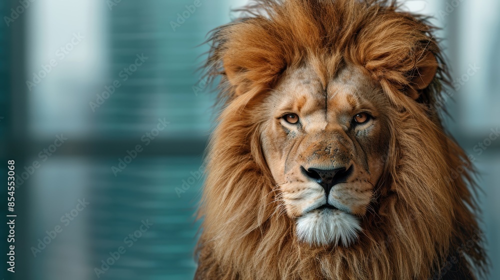 Fototapeta premium Majestic lion with piercing eyes
