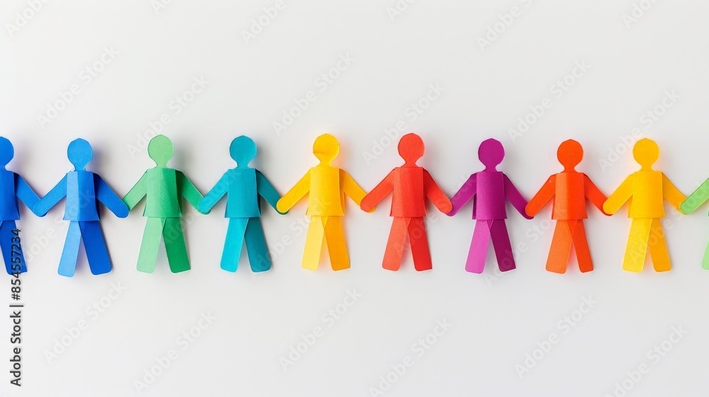 a row of colorful diverse papercut people - symbol of teamwork and diversity a row of colorful diverse papercut people - symbol of teamwork and diversity