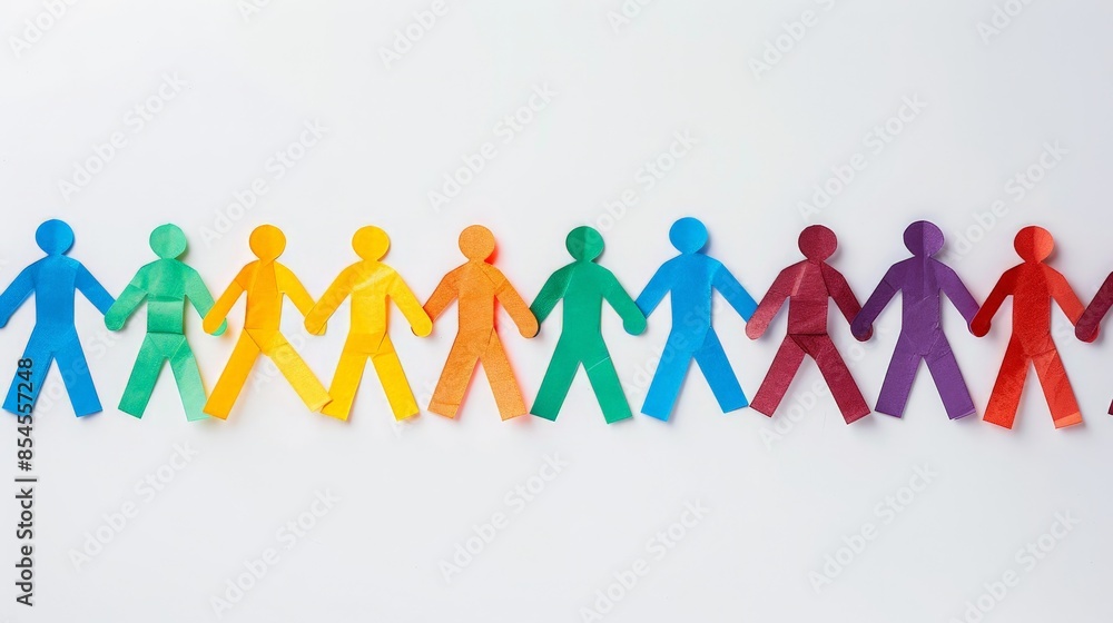 a row of colorful diverse papercut people - symbol of teamwork and diversity a row of colorful diverse papercut people - symbol of teamwork and diversity