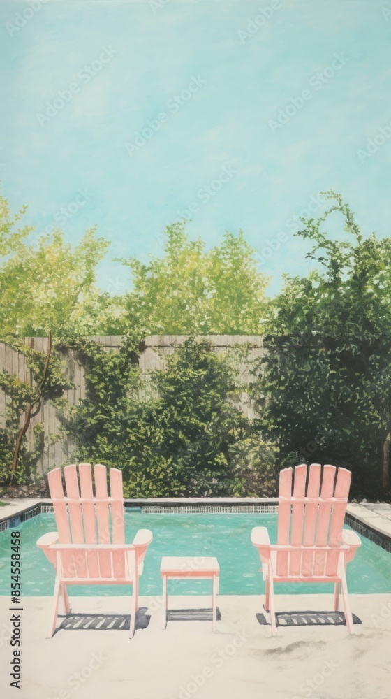 Summer backyard architecture furniture painting. Summer backyard architecture furniture painting.