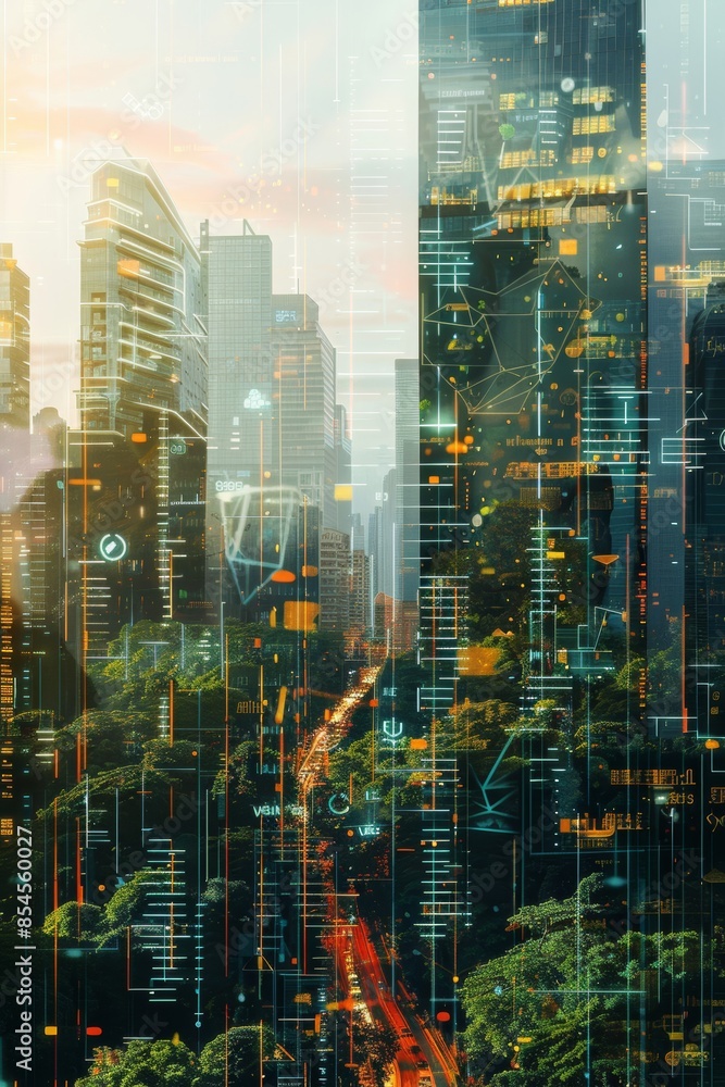 Urban landscape transformed by digital innovation in a digitally enhanced cityscape Urban landscape transformed by digital innovation in a digitally enhanced cityscape
