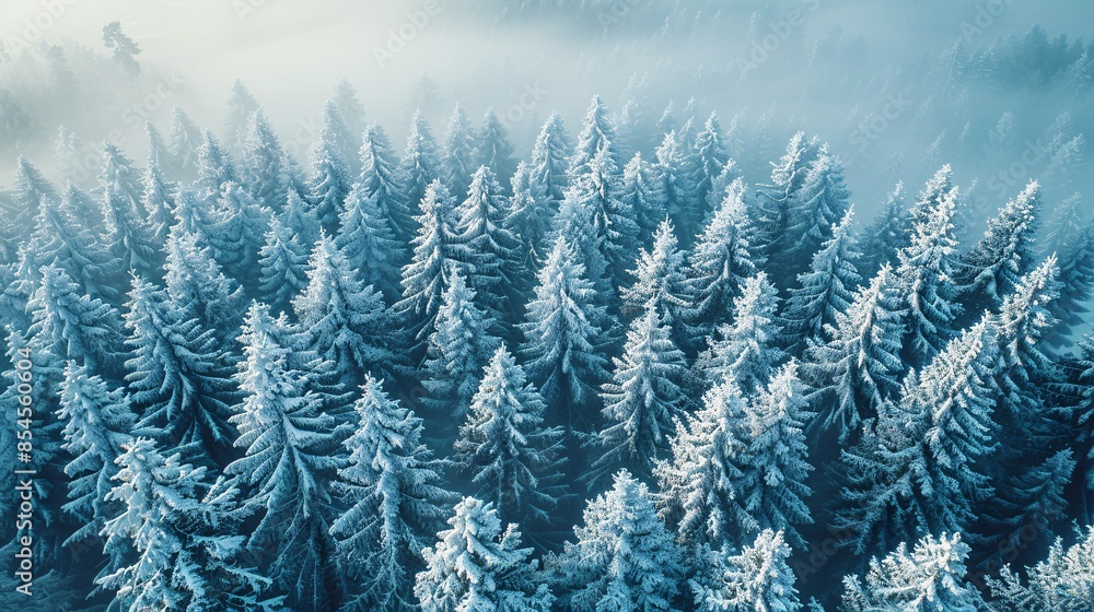 Obraz premium Snow-covered pine forest.