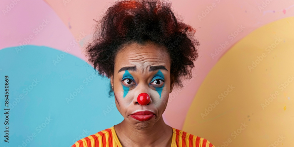 Εκτύπωση καμβά Unhappy depressed performer sadness depression melancholic expression make-up worried person costume actor backstage circus