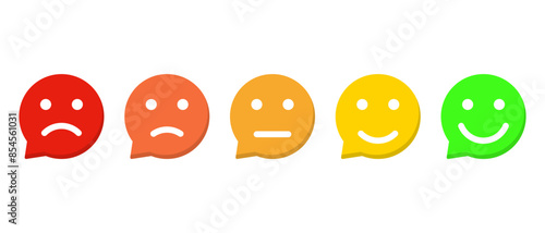 Customer feedback emoji speech bubble icon. Consumer review emoticon concept