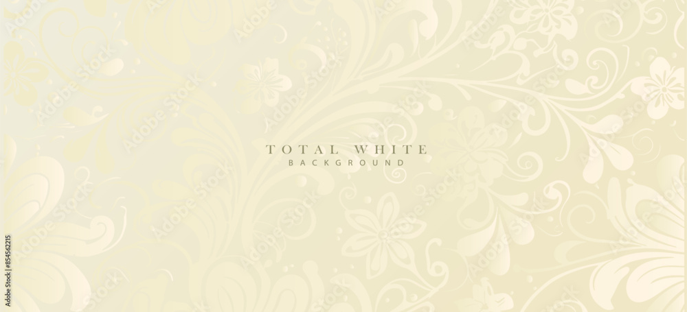 White floral background. Luxury pattern, flowers silhouette decoration. Vector template for brochure cover, invitation template, wedding card, elegant coupon. White floral background. Luxury pattern, flowers silhouette decoration. Vector template for brochure cover, invitation template, wedding card, elegant coupon.
