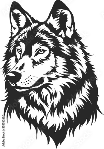 Wolf Head Flat Vector Illustration.