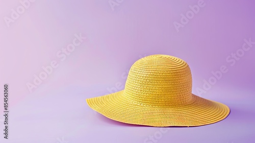 Beach hat on purple background