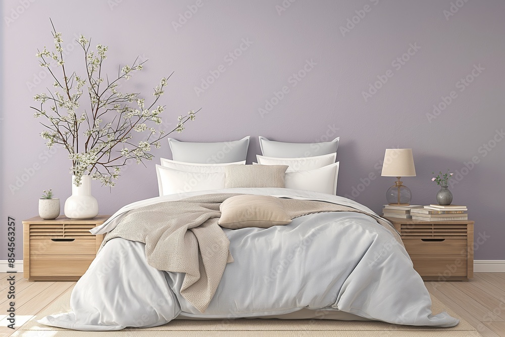 Scandinavian Minimalist Bedroom with Neutral Tones and Wooden Furniture. Cozy Scandinavian Style Bedroom with Soft Pastel Colors and Simple Decor Scandinavian Minimalist Bedroom with Neutral Tones and Wooden Furniture. Cozy Scandinavian Style Bedroom with Soft Pastel Colors and Simple Decor