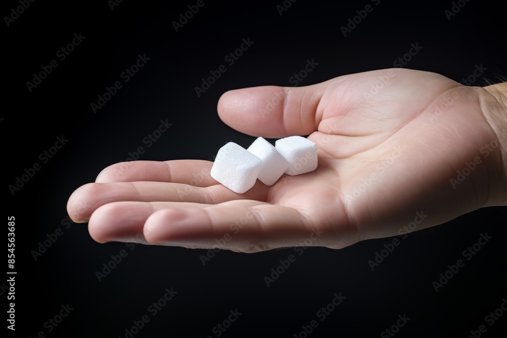 Person holding a piece of xylitol chewing gum in their hand Person holding a piece of xylitol chewing gum in their hand