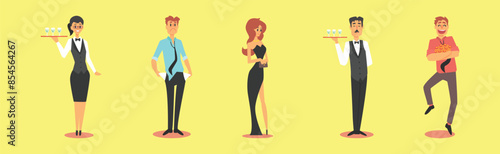 People Character Gambling at Casino Isolated on Yellow Background Vector Set