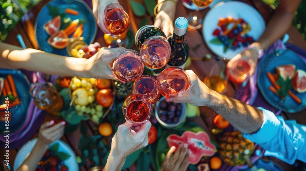 Fototapeta premium The outdoor wine toast