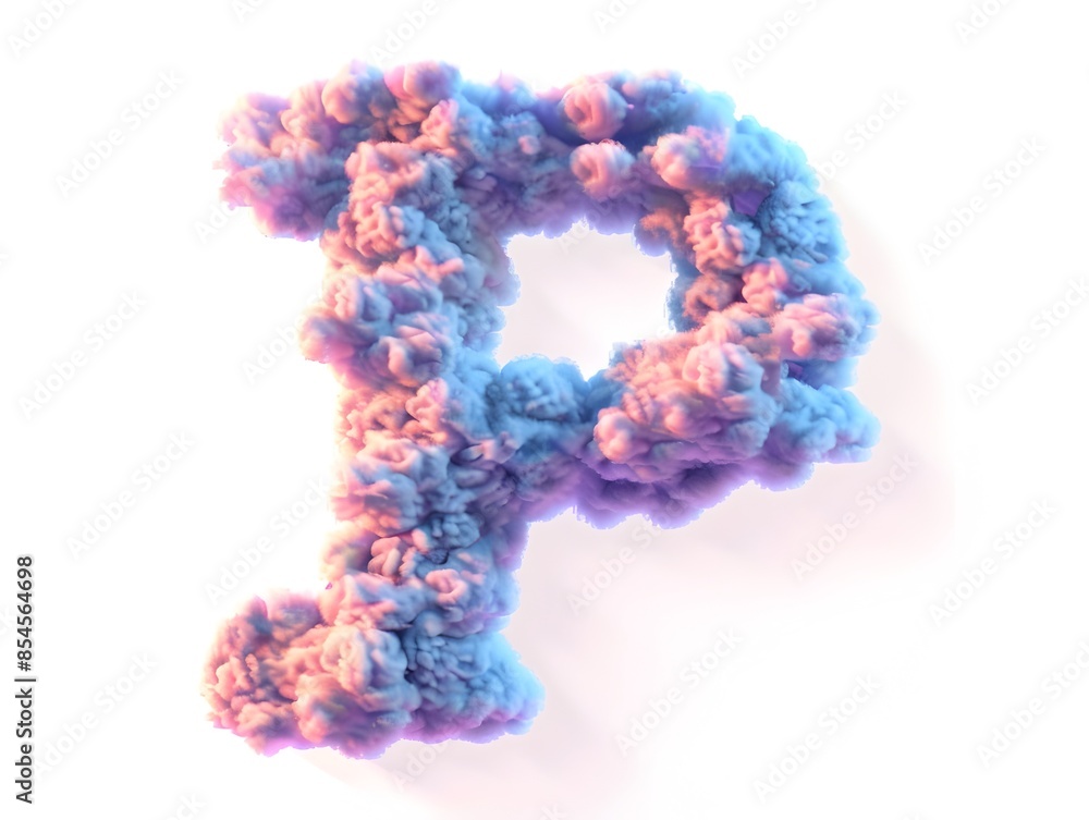 Pastel Clouds Forming Letter P in Twilight Sky on Isolated White Background Pastel Clouds Forming Letter P in Twilight Sky on Isolated White Background