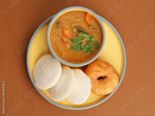 idli vada with sambar pr sambhar also called medu wada rice cake