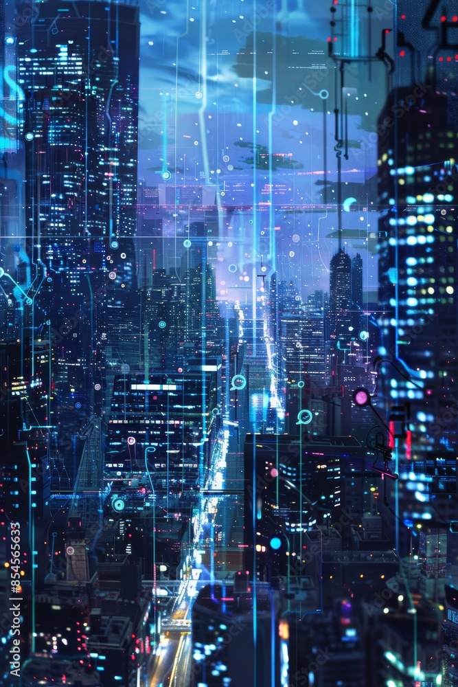 Explore the vibrant landscape of a digital city where smart technology seamlessly integrates with urban life This futuristic scene showcases advanced infrastructure and connectivity Explore the vibrant landscape of a digital city where smart technology seamlessly integrates with urban life This futuristic scene showcases advanced infrastructure and connectivity