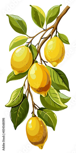 lemons tree branch with leaves