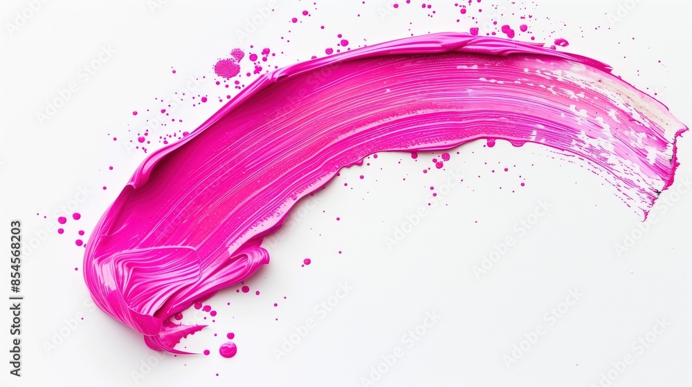 Isolated Pink Stroke of Paint on a White Background with Splashes Isolated Pink Stroke of Paint on a White Background with Splashes