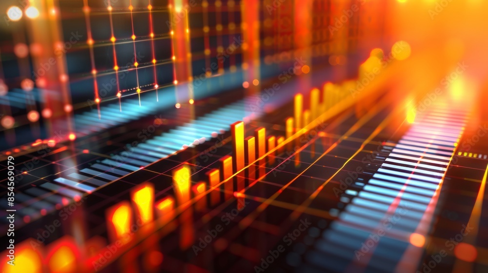Obraz premium Stock market sector performance bar graph in high resolution displaying growth and decline