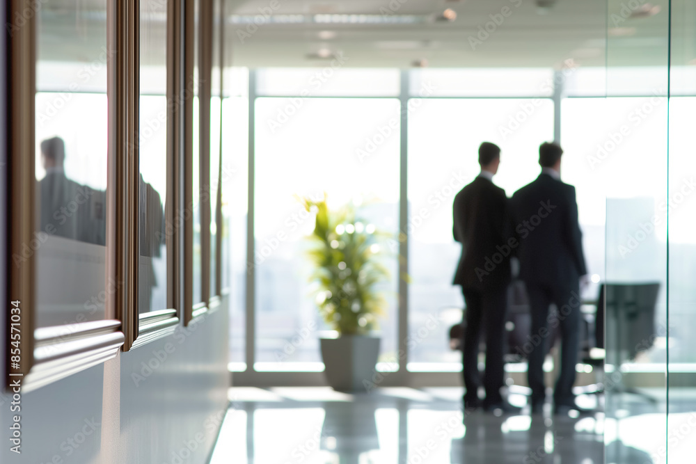 Modern business space and business people in the distance Modern business space and business people in the distance