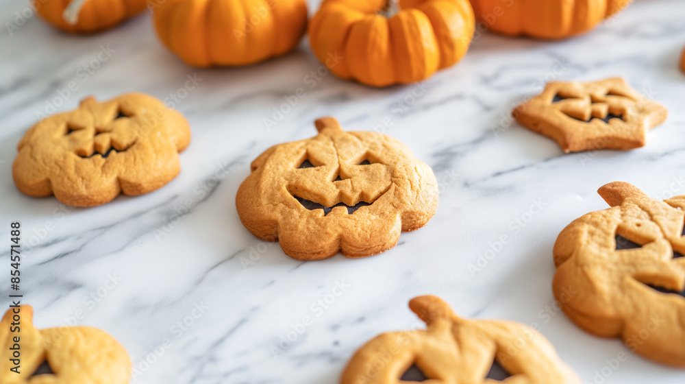 Happy Halloween day with funny Cookies, different Pumpkin biscuits on table background. Hello October, fall autumn, Traditional, party and holiday concept Happy Halloween day with funny Cookies, different Pumpkin biscuits on table background. Hello October, fall autumn, Traditional, party and holiday concept