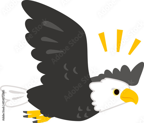 飛んでいるハクトウワシのデフォルメイラスト