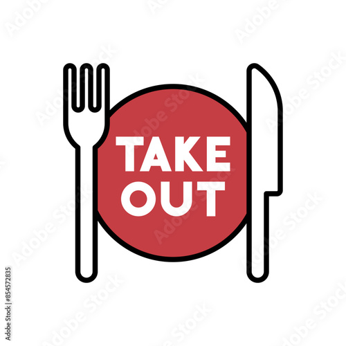 Fork and Knife with Takeout icon