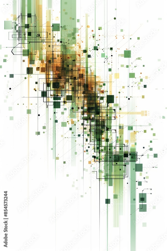 Fototapeta premium Abstract curves background. Smooth curves with gradients in black green brown colors. Captivating vector illustration.