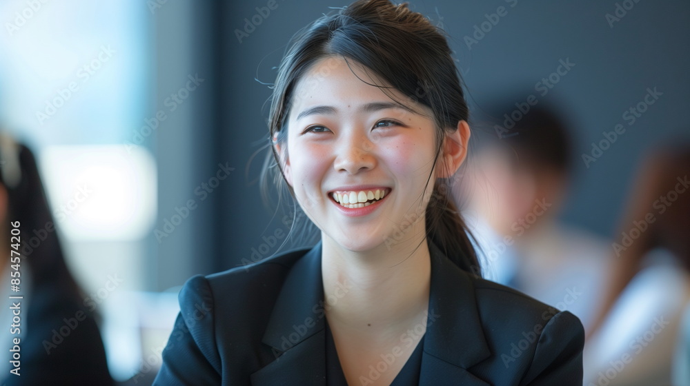 笑顔がかわいい若い会社員の女性 笑顔がかわいい若い会社員の女性