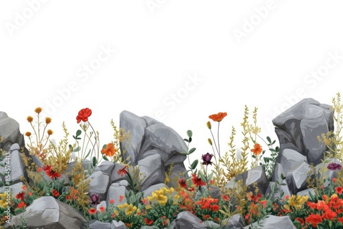 Rocky flower fields outdoors nature plant. photo