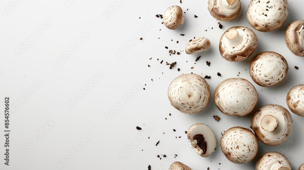 Truffle mushrooms placed on a white background, empty with space to copy text. Truffle mushrooms placed on a white background, empty with space to copy text.